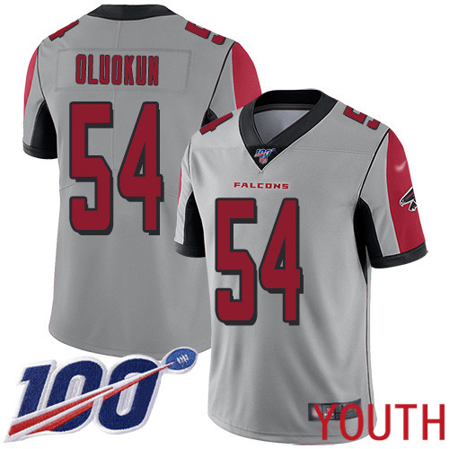 Atlanta Falcons Limited Silver Youth Foye Oluokun Jersey NFL Football #54 100th Season Inverted Legend